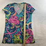 Lilly Pulitzer  Sz XS Michele Top Palm Reader V-Neck Short Sleeve Bright Colors Photo 10