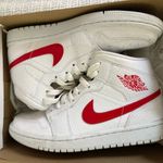Jordan  1 Mid White University Red (Women's) Size 7. Photo 0