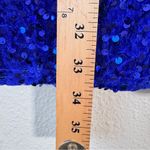 Lulus  Blue Sequin Fringe Mini Dress Womens L Halter Party Baddie Bling Prom Photo 2