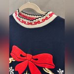 Vintage mock neck Christmas sweater long sleeve size m/l ugly Christmas granny Blue Size L Photo 2
