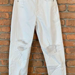 American Eagle AE American Eagle Women's Mom Straight Leg Jeans White Distressed Ripped Size 2 Photo 0