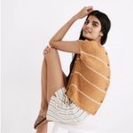 Madewell  Mustard striped Boatneck Button Back 100% cotton sweater size small Photo 2