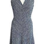 Rebecca Taylor  Tweed Dress Navy Sleeveless Fit & Flare Fringe Women’s Size 8 NEW Photo 3