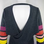 Chaser Relax Rainbow Graphic Stripe Sleeve Open Back Long Sleeve Top size M Photo 6