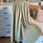 High Waist Wide Leg Palazzo Culottes Loose Pants Womens Small Olive Green Tan Photo 11