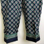 J Crew Silk Pants Womens 8 Blue Foulard Print Elastic Pull On Pajama Piping Photo 5