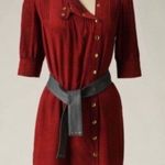 Anthropologie Mädchen Dress 0 Silk Scarlet Blaze Red Button Snap Button Party Photo 1