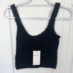 Bershka NWT  Black Sparkly Fuzzy Women's Tank Top SMALL Photo 0