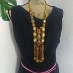 Statement Multi Stone Bollywood Bib Necklace Gold Photo 0