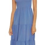 Becca  Swim Mist Blue Ponza Smocked One Shoulder Dress Sz M NWT Photo 0
