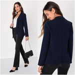 Lulus LULU’S Miss Punctuality Navy Blue Light Weight Blazer Photo 1