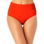 Anne cole  Bikini Bottom Convertible High Waist Shirred Spice Red L Photo 0