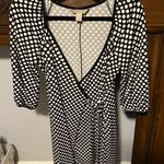Jonathan Martin Black and White Wrap Dress Puff Sleeve Photo 0