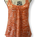 Trina Turk Women’s Silk Racerback Tank Top Size S – Orange & White Abstract Print Photo 0