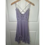 Free People  Adella Slip Lilac Lace Trim Mini Dress Spaghetti Straps Ruffle Hem S Photo 1