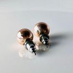 Rose Gold Colored Ball Stud Earrings Photo 2