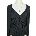 VERO MODA NWT AWARE Black City Chic Rouched Long Sleeve V Neck Blouse Women’s XL Photo 4