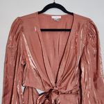 Venus Metallic Pink Long Sleeve Skirt Romper with Cut Out NWT Size Large Photo 4