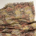 Maison Scotch  Scarf Wrap Womens Brown Red Abstract Art Fringe Woven Sheer 67x80 Photo 4