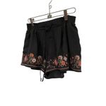 About A Girl Embroidered Shorts Smocked Waist Bohemian Festival Black Size S Photo 1