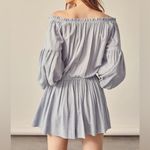 Mustard Seed NWT  Open Shoulder sage Waist Tie mini Dress, peasant sleeve, sz S Photo 2