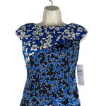 London Times Floral Printed Diagonal Sheath Dress Sleeveless Blue Size 0 Photo 3