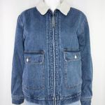 Madewell NEW Sherpa-Lined blue Denim Zip Jacket, size M, NWT Photo 0
