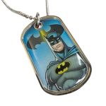 DC Comics Batman Pendant Dog Tag Silver Tone Ball Chain Necklace Photo 2