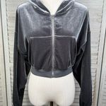 Adika  Cropped Velour Full Zip Hoodie Silver/Gray-Medium Photo 0