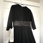 Mac Duggal Black Shimmering Pleated A-line 3/4 Sleeve Full Length Gown NWT Photo 6