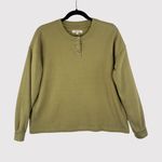 Madewell Women Top Green Drop Shoulder Henley Tee Long Sleeve Pullover Casual XS Photo 1