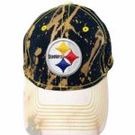 Reebok Vintage NFL Pittsburgh Steelers Bleach Splatter Dad Hat OS Photo 0