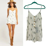 Show Me Your Mumu  Remy Romper White‎ Green Cactus Print Button Size Small Photo 1