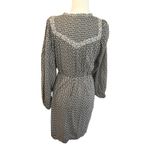 Old Navy  Black White Floral Print Long Sleeve Tassel Tie Waist Dress Photo 4