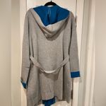 The Limited NWT  Gray Turquoise Knit Wrap Front Hooded Belted Cardigan Size XL Photo 5