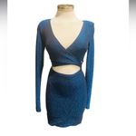 Meshki  Blue Glitter Long Sleeve Cut Out
Bodycon Mini Dress Size XS NWT Photo 3
