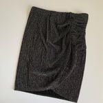 IRO Black & Silver Metallic Glitter Striped Ruched Side Skirt Size 40 Medium Photo 7