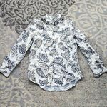 Charter Club Weekend Collection Linen Paisley Print Top White Navy Small Photo 0