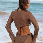 Berlook Brown V Neck Crochet Cover Photo 4