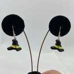 Witch Hat Enamel Halloween Earrings Black Yellow Silver Gray Photo 2