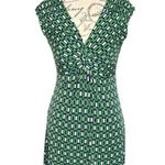 Kiara Womens Dress Size Small Short Sleeve Green Geometric Knot Mini Stretch Photo 5