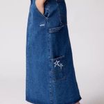 Obey NWOT Women's Juniper Embroidered Denim Midi Skirt 27 Photo 3