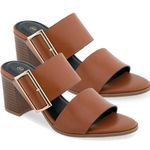 Olivia & Kate Cognac Francesa Buckle Heeled Sandal Photo 0