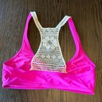Aerie  Fuchsia Hot Pink Crocheted Back Racerback Swim Bikini Top Medium Photo 2