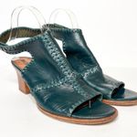 & Other Stories & Other Stories Teal Leather Boho Women Heeled Slingback Sandals Size 40 9 Photo 0