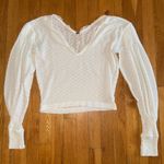 Free People Lace V-Neck Balloon Sleeve Sweater White Oversized XS Photo 1