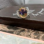 Handmade Purple Floral Pressed Flower Ring Adjustable Silver Band Photo 7