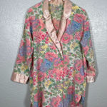 Victoria's Secret Vintage  Women M Pink Floral Double Breasted Pajama Top Satin Photo 0