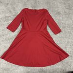 Kate Spade Dress Womens Large Red Boat Neck Ponte Fit Flare Pockets Holiday Photo 1