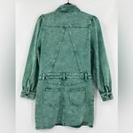 &merci &merci En Merci Acid Wash Denim Mini Dress Jean Balloon Sleeve Green Blue Small Photo 4